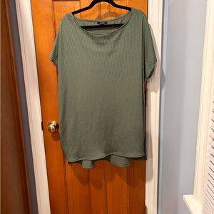 Alfani Olive Short Sleeve Ribbed Top